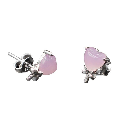 Heart Rose Quartz Stud Earrings 10mm