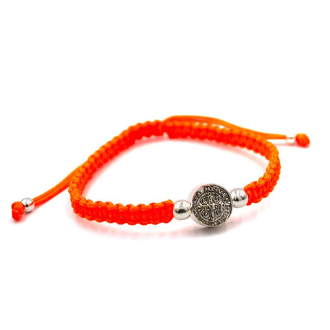 Saint Benedict Orange String Cord Bracelet