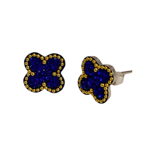 Four Leaf Crystal Stud Earrings