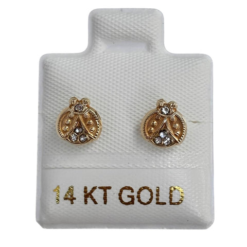 14K Gold Ladybug Stud Earrings 7mm