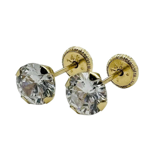 14K Gold- Cubic Zirconia Stud Earrings 5mm