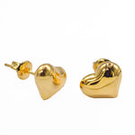 Gold Plated Heart Stud Earrings 8mm