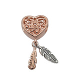 Heart with Feathers Charm 1.1"
