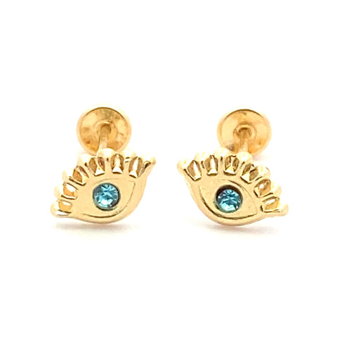 10K Gold Eye Stud Earrings 4mm