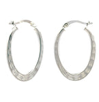 Oval Diamond Hoop Earrings 1.2"