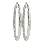 5mm Diamond Cut Hoop Earrings 3"