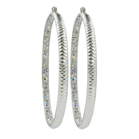 5mm Diamond Cut Hoop Earrings 3"