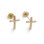 10K Gold Cross Stud Earrings 7mm