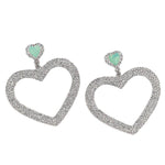 Crystal Heart Silhouette Earrings 1.9"