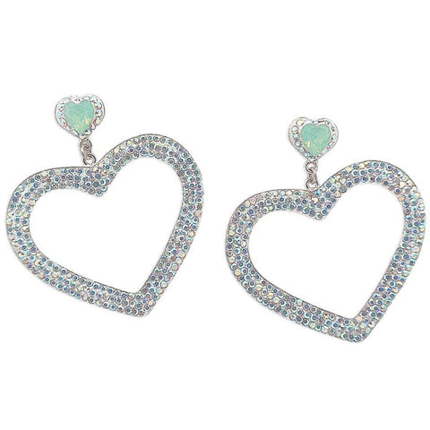 Crystal Heart Silhouette Earrings 1.9"