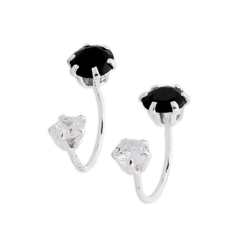 Double CZ Telephone Earrings 15mm