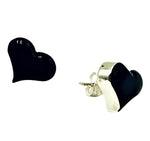 Black Heart Stud Earrings 13 mm