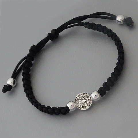 Saint Benedict Black String Cord Bracelet