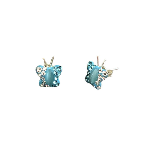 Crystal Butterfly Stud Earrings 10mm