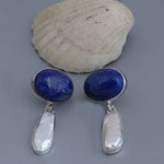 Lapis Lazuli & Shell Earrings 34 mm