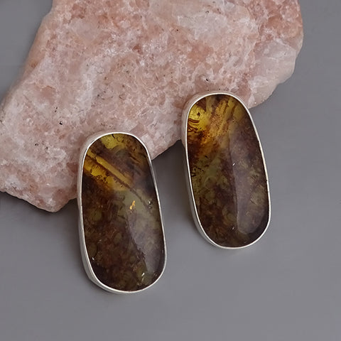 Oval Amber Earrings 29 mm