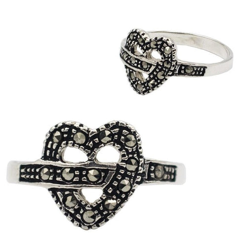 Marcasite Knot Heart Ring #9