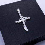 Crucifix Cross Ribbon Pendant 1.2"
