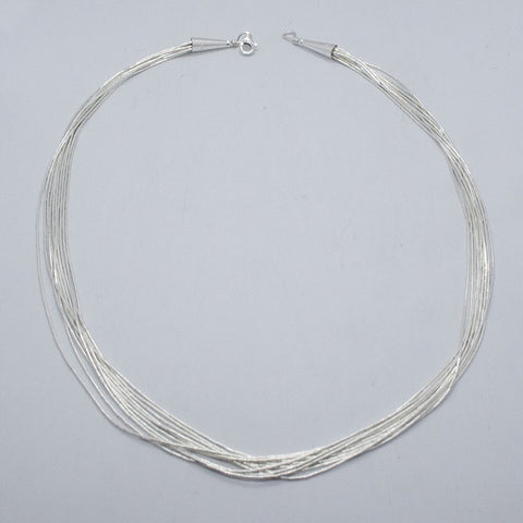 Liquid Silver 10 Strands Necklace 18"