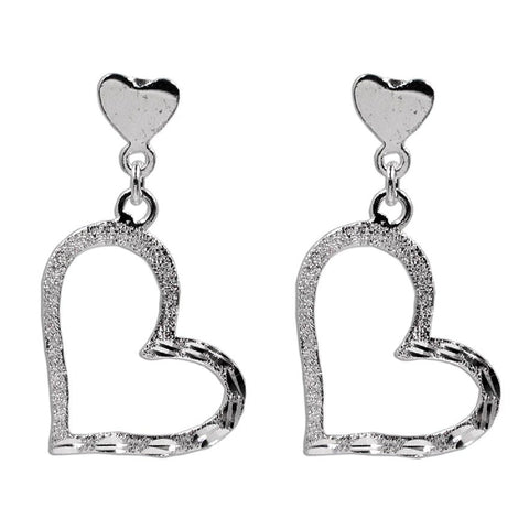 Diamonds Hearts Earrings 1.4"