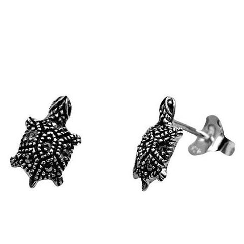 Marcasite Turtle Stud Earrings 12mm