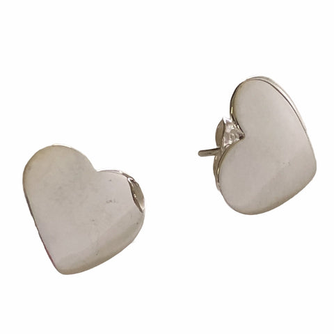 Plain Heart Stud Earrings 13mm