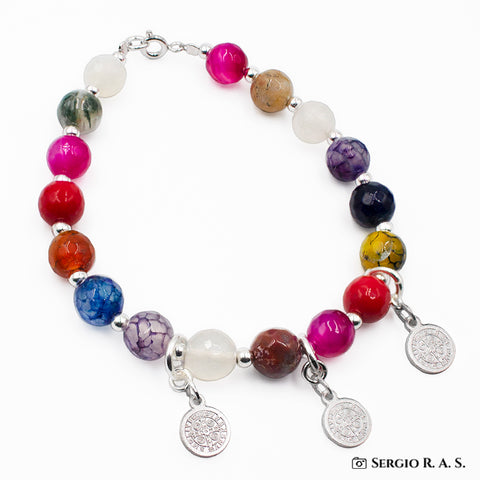 Multicolored Agate Bracelet 7.5"