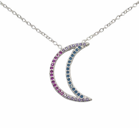 CZ Moon Necklace 18"