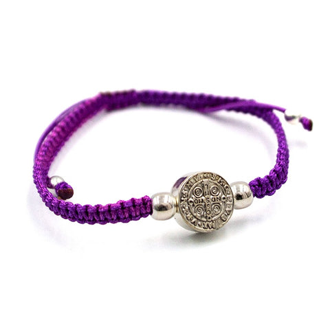 Saint Benedict Purple String Cord Bracelet