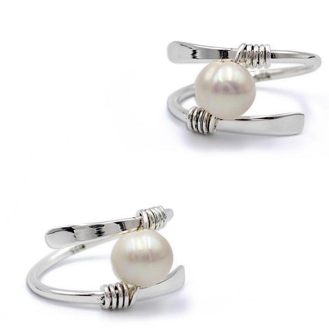 Spiral Ring with Pearl # 7.5