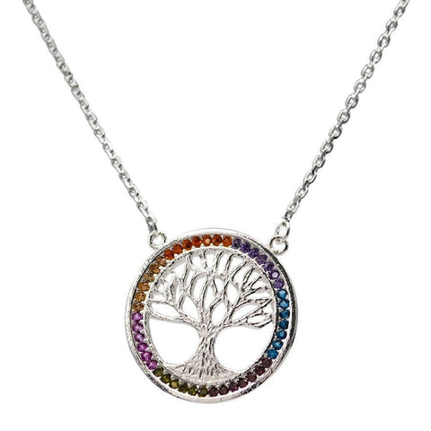 CZ Tree of Life Necklace 18"