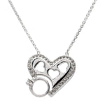 CZ Heart & Ring Necklace 18"