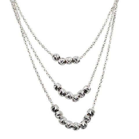 Diamond Beads Triple Necklace 19"