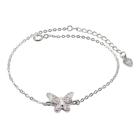 CZ Butterfly Bracelet 8"