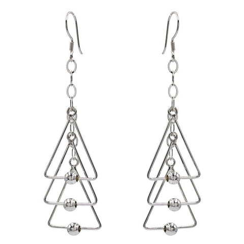 Three Triangles Dangle Earrings 2.7"