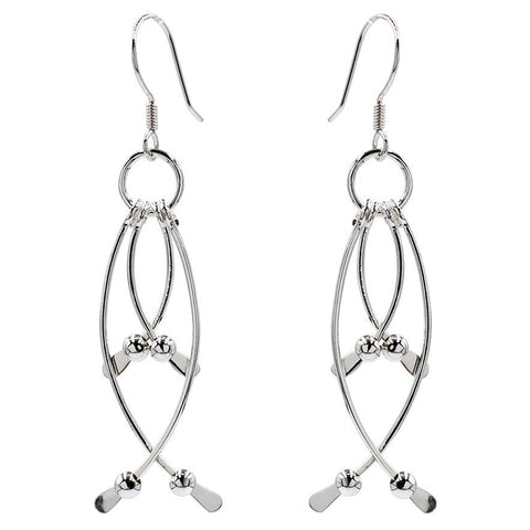 Wire Curved Dangle Earrings 2"