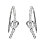 Line & Hearts Climber Earrings 1"