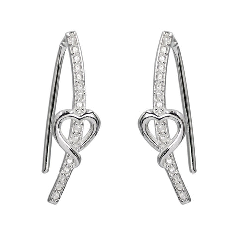Line & Hearts Climber Earrings 1"