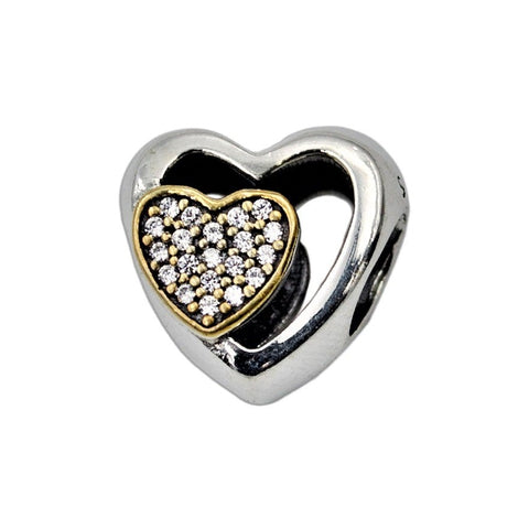 CZ Two Hearts Charm 10mm
