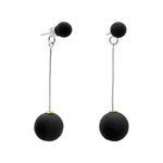Black Velvet Balls Earrings 2.5"