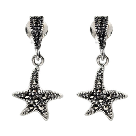 Marcasite Starfish Stud Earrings 1.10"