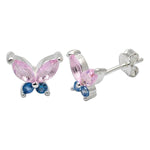CZ Butterfly Stud Earrings 7mm