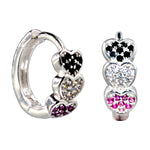 CZ Three Hearts Huggie Hoop Earrings 11mm