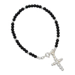 Onyx Bracelet with Cross 7"