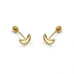 10K Gold Moon Stud Earrings 5mm