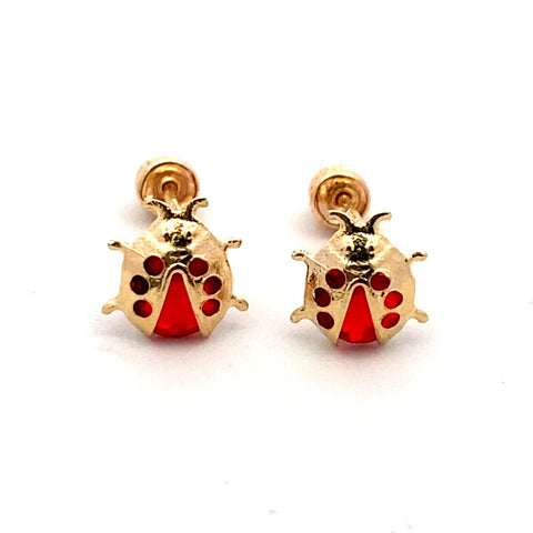 10K Gold Ladybug Stud Earrings 6mm