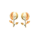 10K Gold Sunflower Stud Earrings 12mm