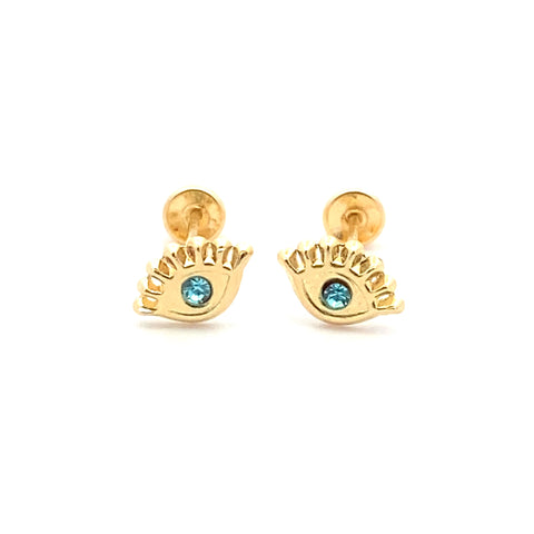 10K Gold Eye Stud Earrings 4mm