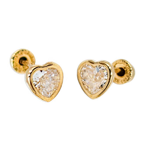 10K Gold Heart Stud Earrings 3mm