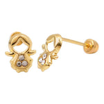 10K Gold Girl Stud Earrings 7mm